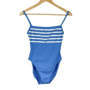 Vintage Y2K Curva One Piece Swimsuit Size 8 Blue & White